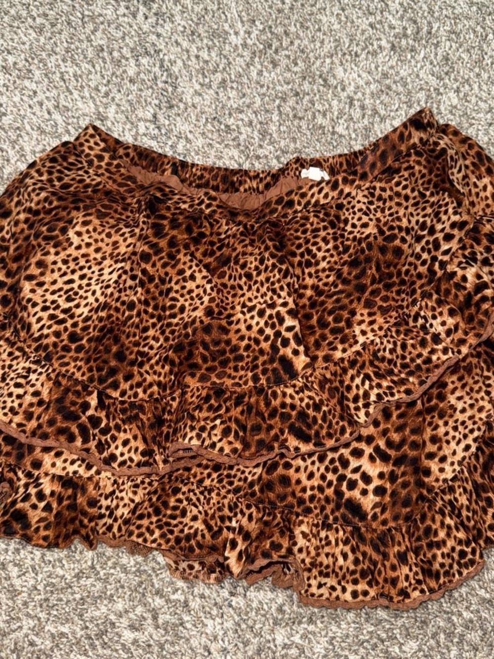 Y2K Leopard Print Tiered Women’s Skort - Brown